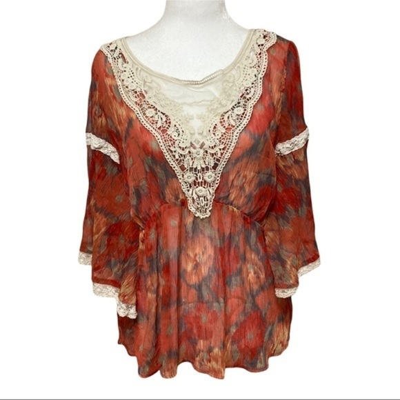 Free people daydreamer multicolored embroidered eyelet top blouse - Picture 8 of 9